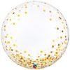 Deco Bubble lufi 24" 61cm krisztálytiszta, átlátszó, arany konfetti mintával