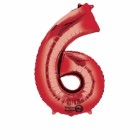 Számos lufi 34" 86cm óriás piros fólia szám, számjegy 6-os Héliummal töltve