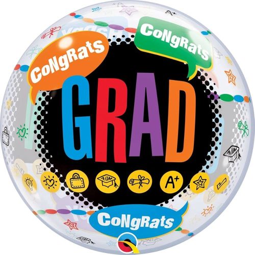 Ballagási Bubbles lufi 22" 56cm , Happy Graduation