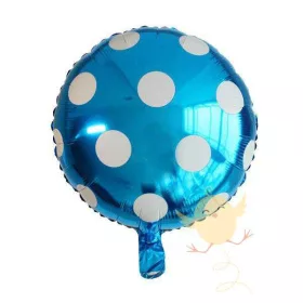 Kerek lufi 18" 45cm kék, pöttyös, 