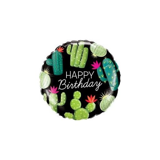 Szülinapi fólia lufi 18" 45cm, kaktusz, Happy Birthday, 78662, héliummal töltve