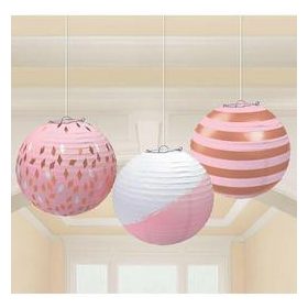 Lampion gömb 24cm 3db, Rosegold