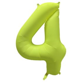   Számos lufi 34" 86cm óriás neon sárga szám, számjegy 4-es, 