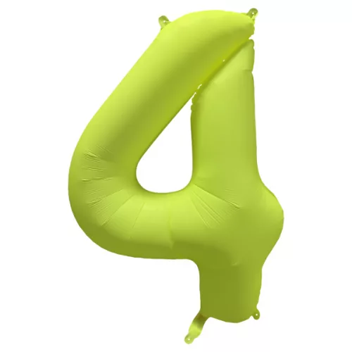 Számos lufi 34" 86cm óriás neon sárga szám, számjegy 4-es, 