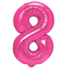   Számos lufi 14" (35cm) fólia szám, számjegy 8 csak levegővel tölthető, Rózsaszín