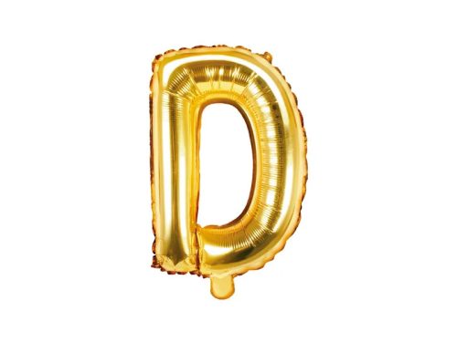 Betű lufi 14" 35cm arany fólia betű, D betű, levegővel tölthető