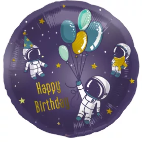 Szülinapi lufi 18" 45cm Happy Birthday, Űrhajós