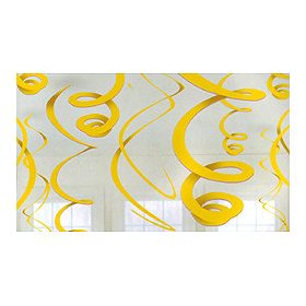 Spirális függő dekoráció sárga 55cm 12db a6705509