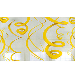 Spirális függő dekoráció sárga 55cm 12db a6705509