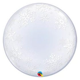   Deco Bubble lufi 24" 61cm krisztálytiszta, átlátszó, fehér hópehely, Snowflake mintával, Karácsony