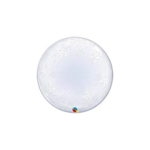 Deco Bubble lufi 24" 61cm krisztálytiszta, átlátszó, fehér hópehely, Snowflake mintával, Karácsony, Héliummal töltve, 52005
