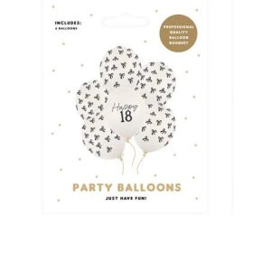   Szám, Számos latex lufi 11" 28cm 6db, 18-as számmal, masni