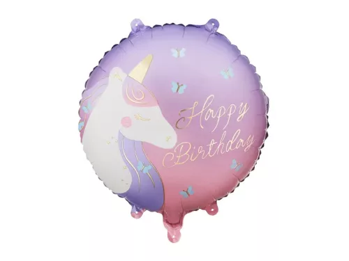 Szülinapi lufi 18" 45cm Happy Birthday, Unikornis