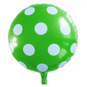 Kerek lufi 18" 45cm világoszöld, pöttyös, 