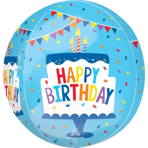 Fólia gömb lufi 16" 40cm Orbz, Happy Birthday