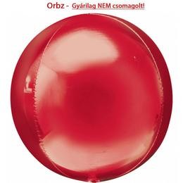 Egyszínű fólia gömb lufi 16" 40cm piros Orbz, 2820399, héliummal töltve