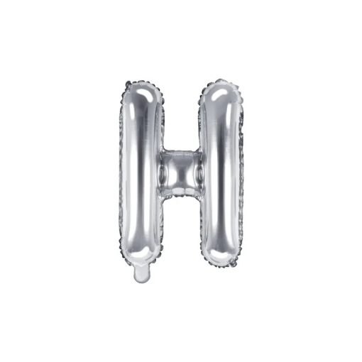 Betű lufi 16" 40cm ezüst fólia betű, H betű, levegővel tölthető