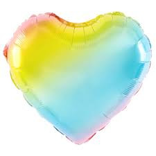 Egyszínű szív fólia lufi 18" 45cm Ombre, szivárvány szív, 