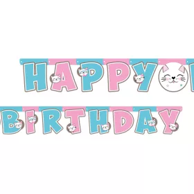Betűfüzér 2,1m, Happy Birthday, Cicás