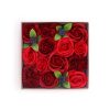 Szappanból készült virágkompozíció, szappanvirág díszdobozban, piros