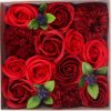 Szappanból készült virágkompozíció, szappanvirág díszdobozban, piros