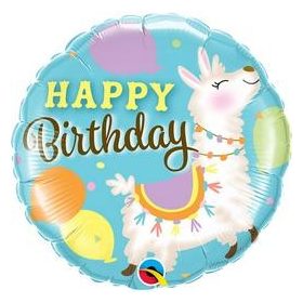 Szülinapi lufi 18" 45cm Happy Birthday, láma, lama