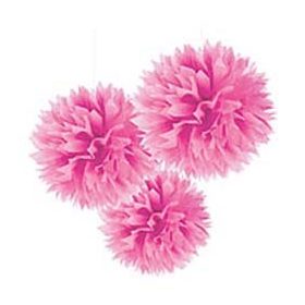   Függő dekoráció, bolyhos papír 41cm 3db, rózsaszín , a18055103