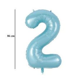 Számos lufi 34" 86cm óriás Világoskék szám 2-es