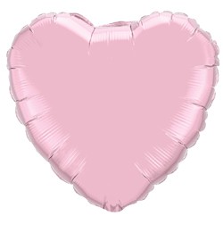 Egyszínű szív fólia lufi 18" 45cm gyöngyház rózsaszín szív, 11855, héliummal töltve