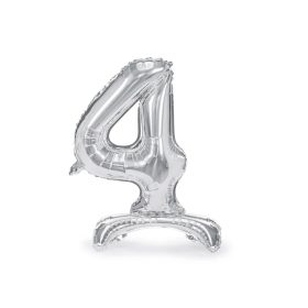   Talpas számos lufi 27" (70cm) fólia szám, számjegy, 4 csak levegővel tölthető, Ezüst