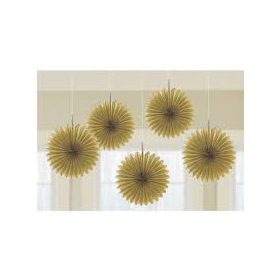 Függő dekoráció, legyező 15,2cm 5db, arany
