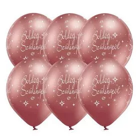   Szülinapi lufi 11" 28cm 6db Boldog születésnapot! Chrome Rosegold