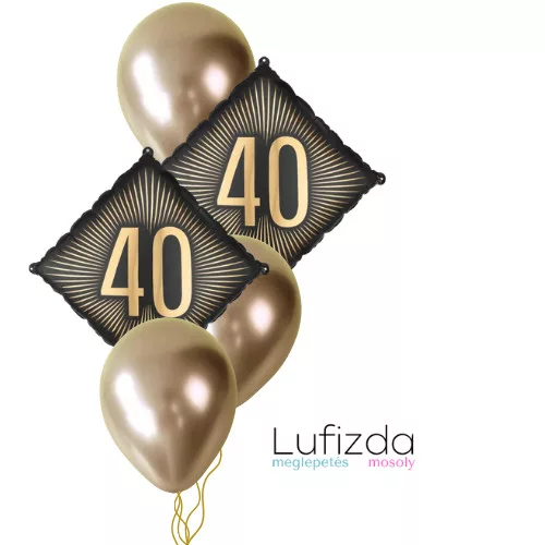 Héliumos luficsokor szülinapra - 40-es - INGYENES GLS szállítással