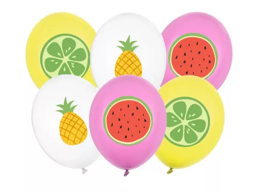 Mintás lufi 11" 28cm 6db gyümölcs, vegyes