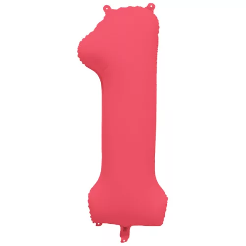 Számos lufi 34" 86cm óriás neon Piros (Rózsaszín) szám, számjegy 1-es, 