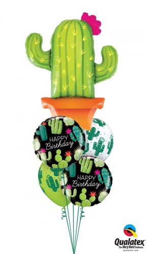 Héliumos luficsokor szülinapra, kaktusz, Happy Birthday - INGYENES KISZÁLLÍTÁSSAL