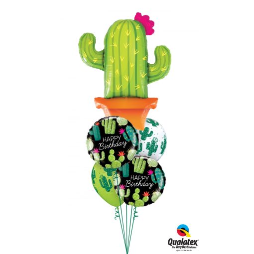 Héliumos luficsokor szülinapra, kaktusz, Happy Birthday - INGYENES KISZÁLLÍTÁSSAL