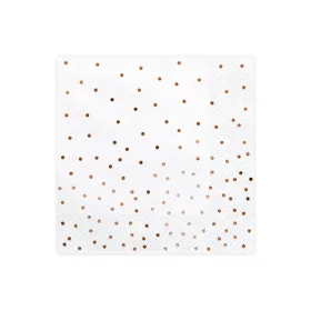 Szalvéta 33x33cm 20db Fehér, Rosegold pöttyös, konfettis