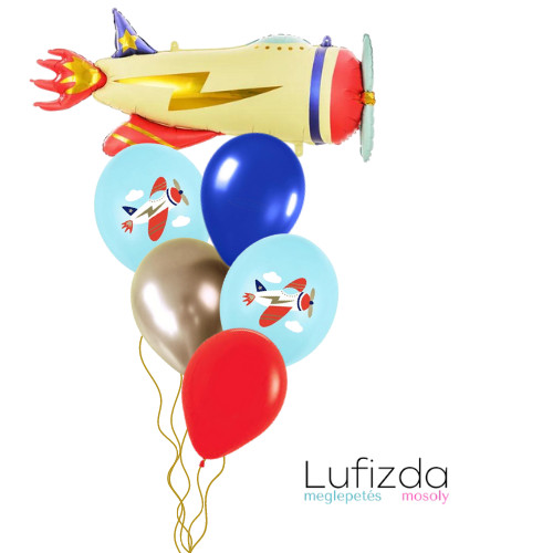 Héliumos luficsokor szülinapra, repülő, airplane Happy Birthday - INGYENES KISZÁLLÍTÁSSAL