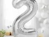 Talpas számos lufi 27" (70cm) fólia szám, számjegy, 2 levegővel tölthető, ezüst