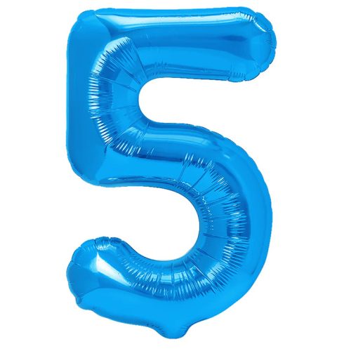 Számos lufi 14" (35cm) fólia szám, számjegy 5 levegővel tölthető, kék