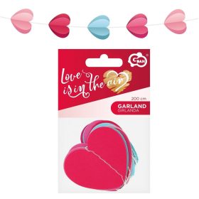 Zászlófüzér dekoráció 2m, mini szív