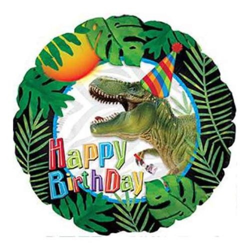 Szülinapi fólia lufi 18" 45cm dinoszaurusz, Happy Birthday