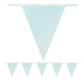   Zászlófüzér 6m papír, csillogó, glitteres, világoskék, 20008