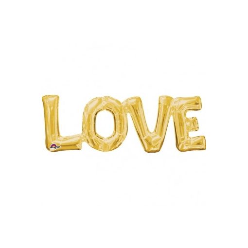 Fólia lufi - LOVE arany felirat, csak levegővel tölthető, 63x22cm,  07-3376701