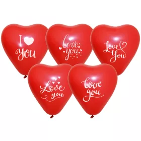   BALONEVI lufi, 12" 30cm, 7db/cs, Szív alakú, I Love You