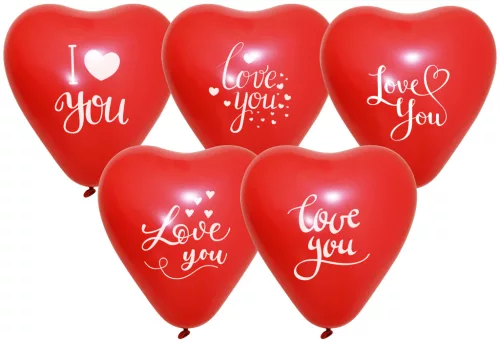 BALONEVI lufi, 12" 30cm, 7db/cs, Szív alakú, I Love You