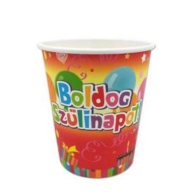 Papírpohár 2,5dl, 6db, Boldog szülinapot!, m30540