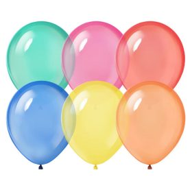   PartyPal Latex lufi 11" (28cm) vegyes áttetsző színek, 100db/cs