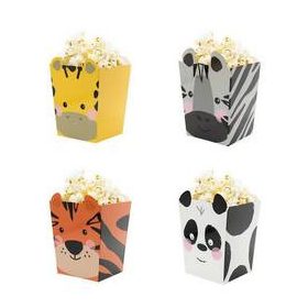 Popcorn tartó karton, 4db, állatok